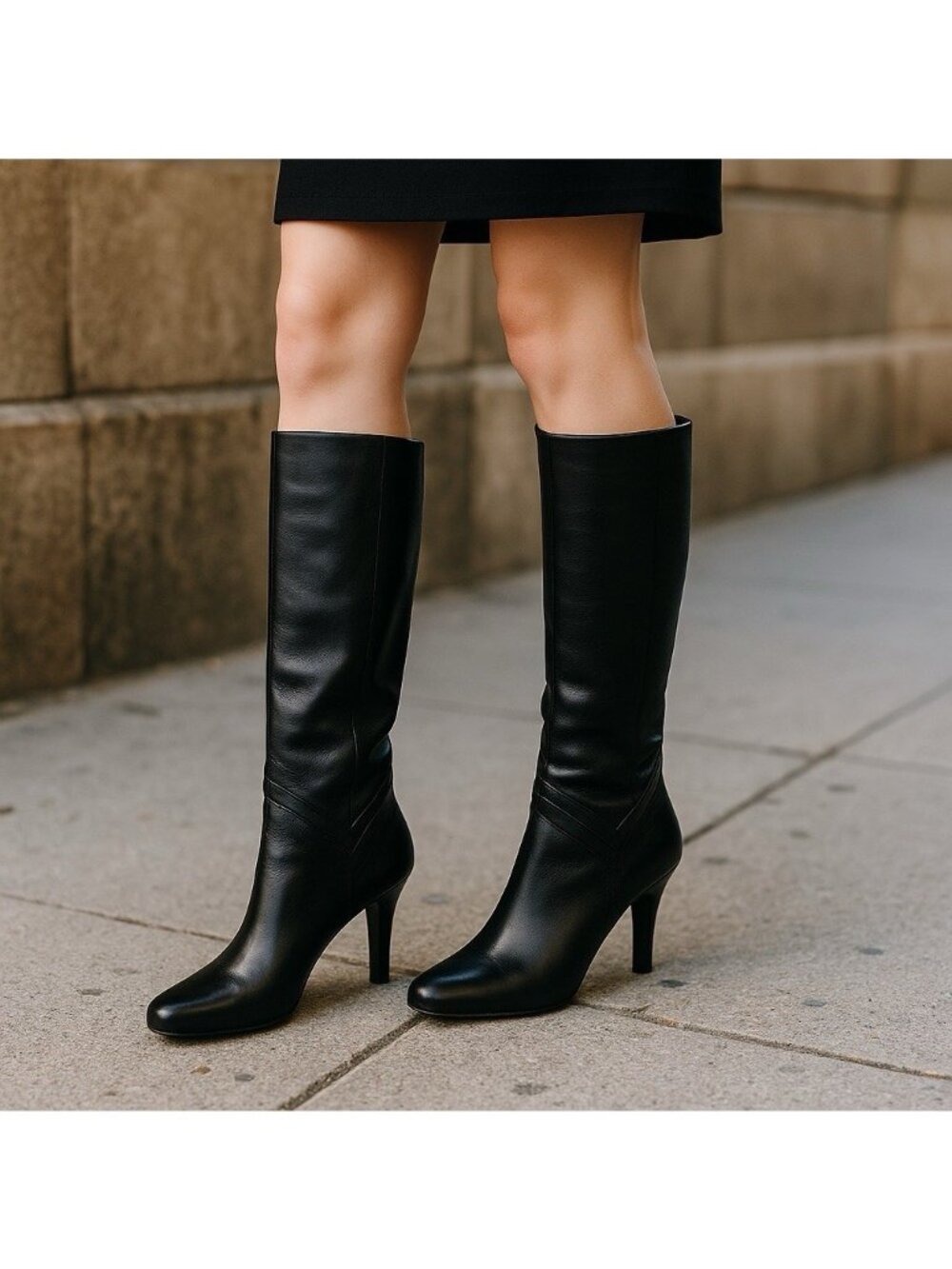 -Sean Ling Nigiri Boots Womens Sz 5.5 Black Buttery Soft Leather Heeled Pull On